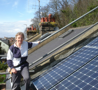 Jill with solar panels Solar panels